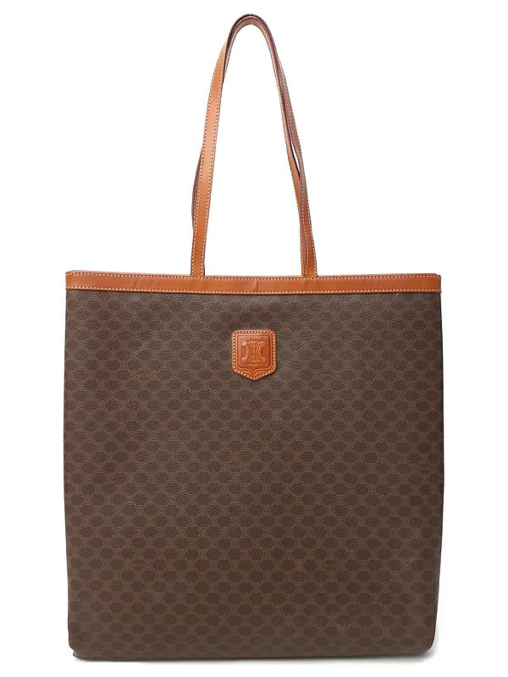 Celine Macadam Tote Bag Black Brown Leather